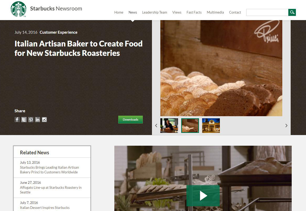 Italian Baker to Create Food for New Starbucks Roasteries - Starbucks Newsroom