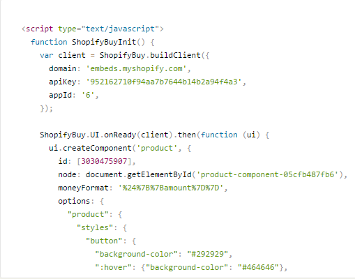 Shopify embedded code