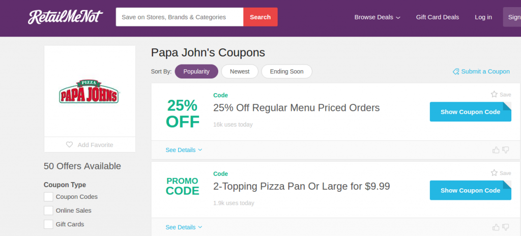 Papa john coupon code 50 off