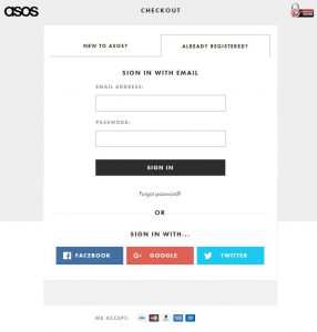 ASOS checkout page design