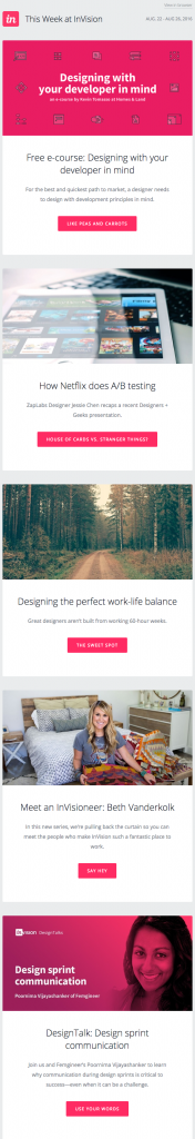 invision Email Copywriting Example