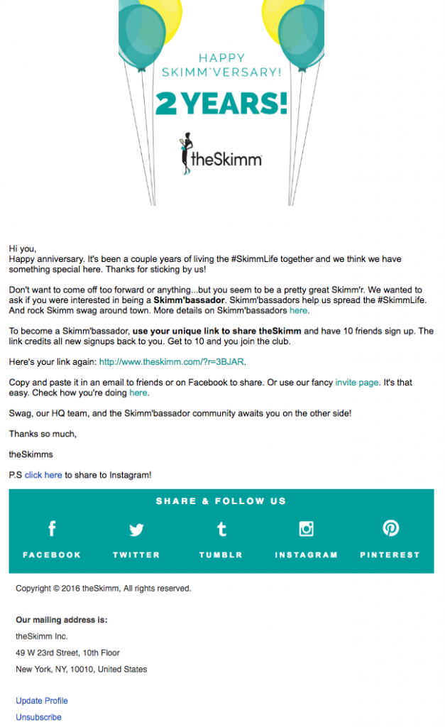 The Skimm Email Copywriting