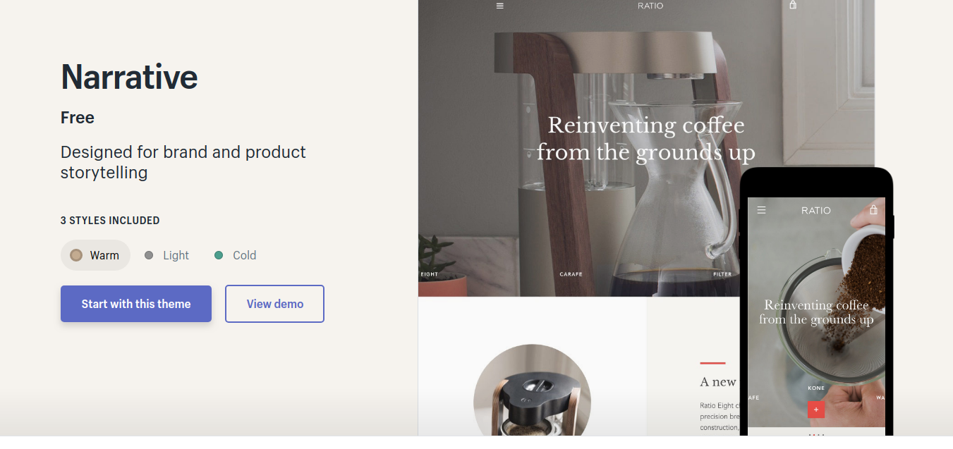 Narrative - free shopify theme 2019