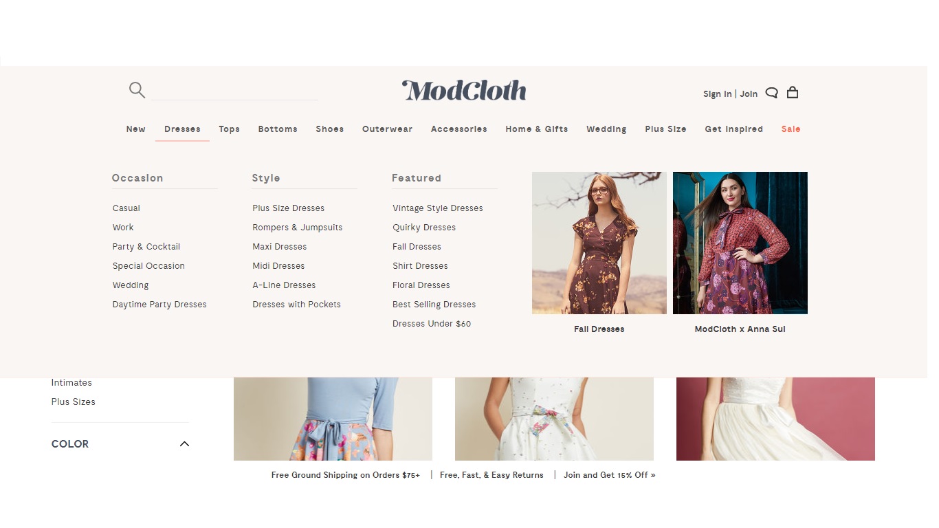 Modcloth eCommerce Store Design