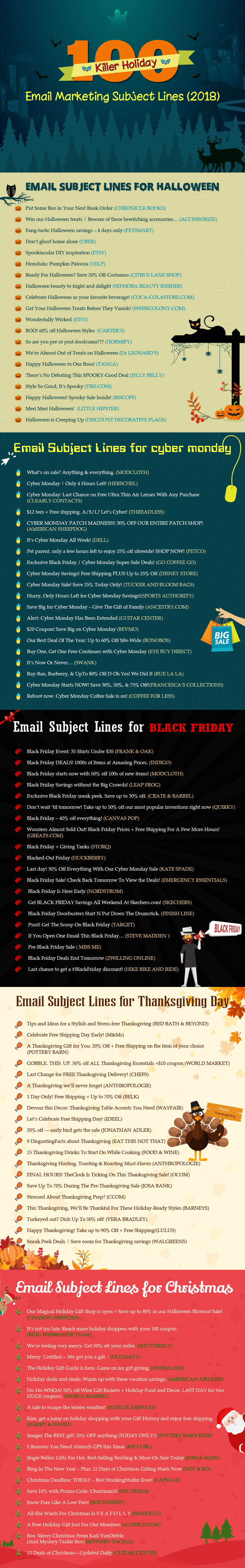 Infographic 100 Killer Holiday Email Marketing Subject Lines